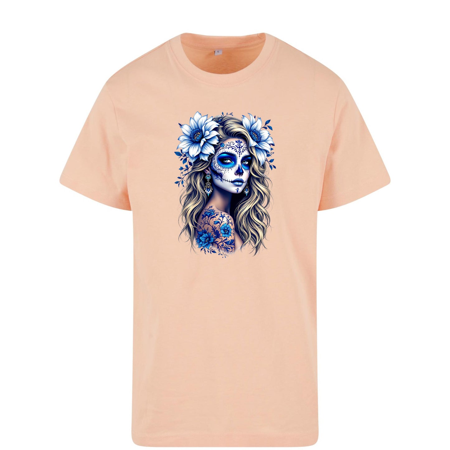 T-Shirt Shirt - La Catrina Blau Flower