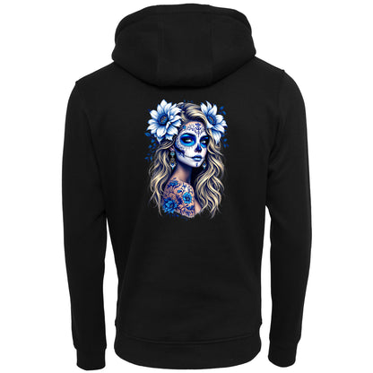ZIP Hoodie - La Catrina Blau Flower