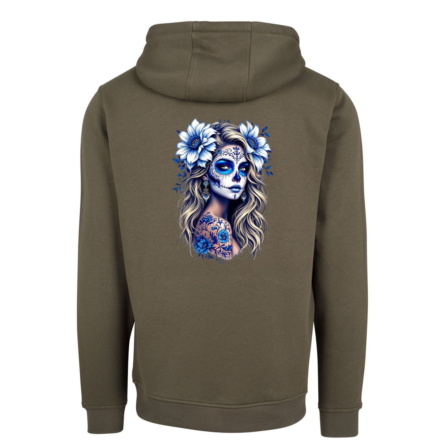 ZIP Hoodie - La Catrina Blau Flower