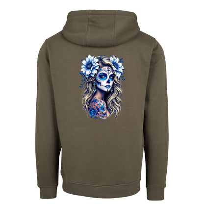 ZIP Hoodie - La Catrina Blau Flower