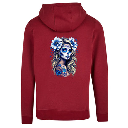 ZIP Hoodie - La Catrina Blau Flower