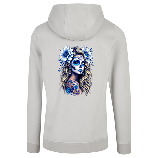 ZIP Hoodie - La Catrina Blau Flower