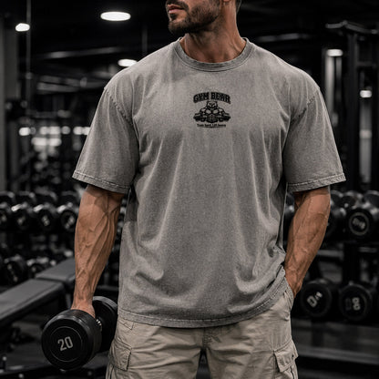 GYM BEAR Heavy Oversized Shirt – Herren Fitness T-Shirt im Acid Washed Look