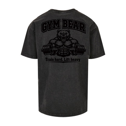 GYM BEAR Heavy Oversized Shirt – Herren Fitness T-Shirt im Acid Washed Look