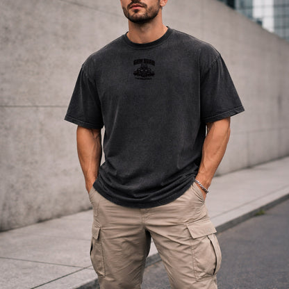 GYM BEAR Heavy Oversized Shirt – Herren Fitness T-Shirt im Acid Washed Look