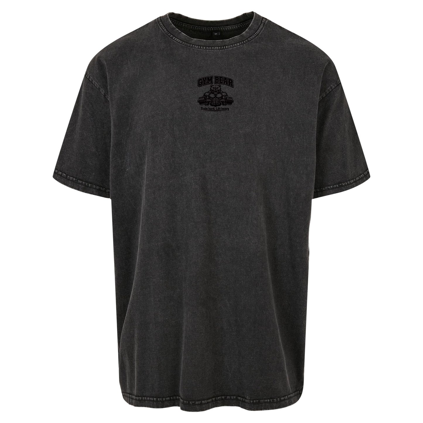 GYM BEAR Heavy Oversized Shirt – Herren Fitness T-Shirt im Acid Washed Look