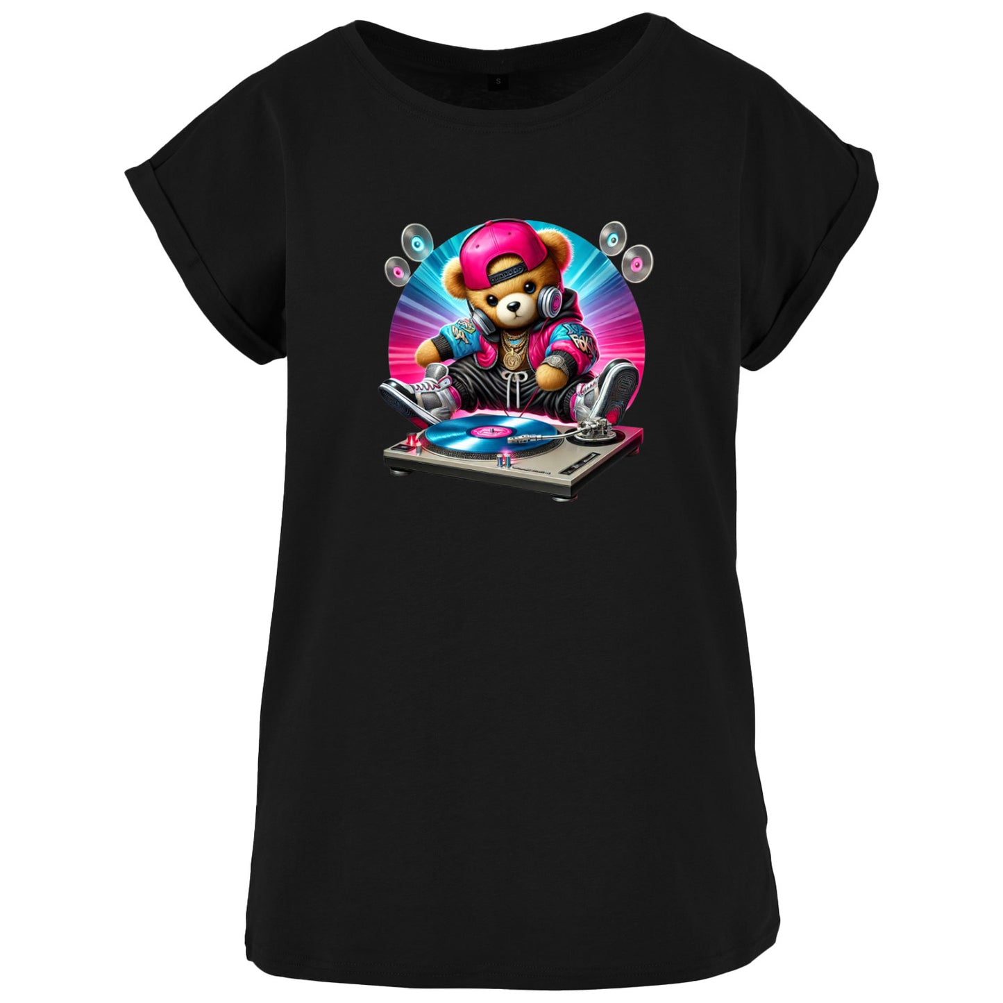 Ladies Extended Shoulder T-Shirt - DJ Teddy Bear
