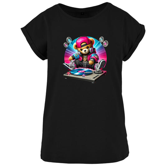 Ladies Extended Shoulder T-Shirt - DJ Teddy Bear