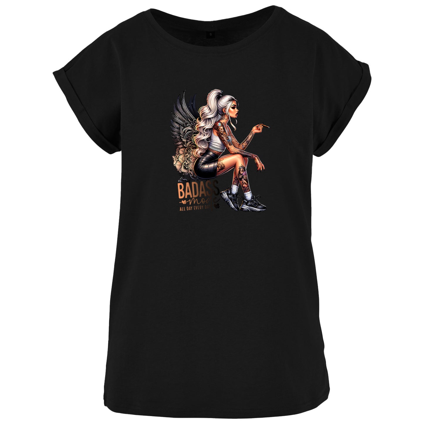 Ladies Extended Shoulder T-Shirt - Badass Mode Woman