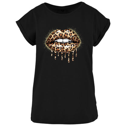 Ladies Extended Shoulder T-Shirt - Leo Lips