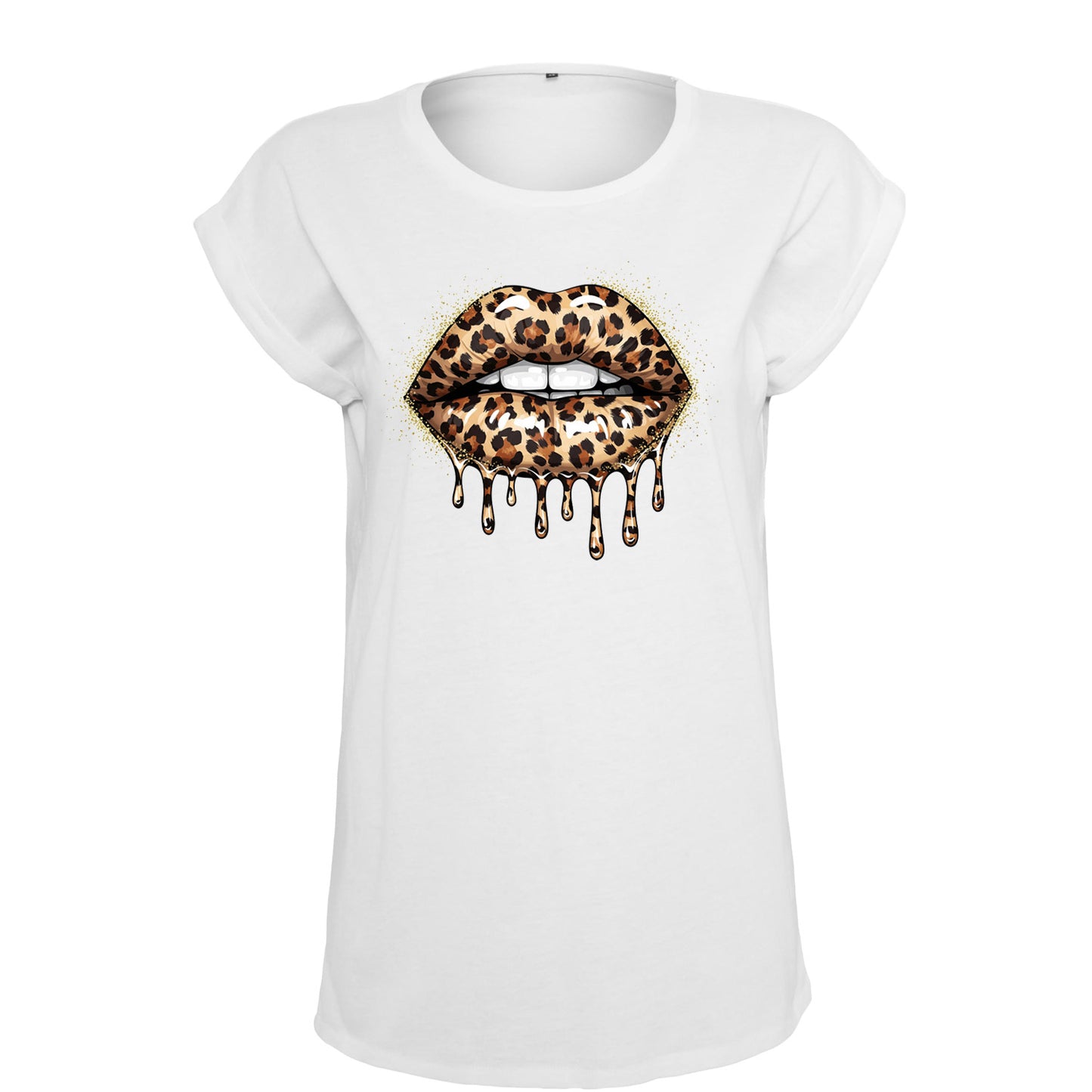 Ladies Extended Shoulder T-Shirt - Leo Lips