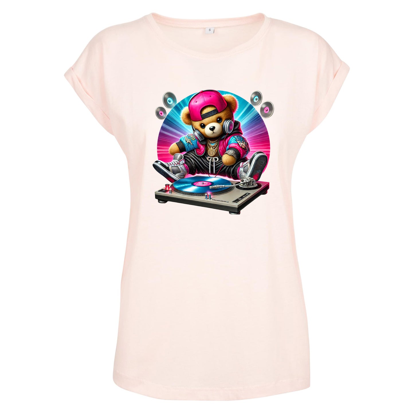 Ladies Extended Shoulder T-Shirt - DJ Teddy Bear