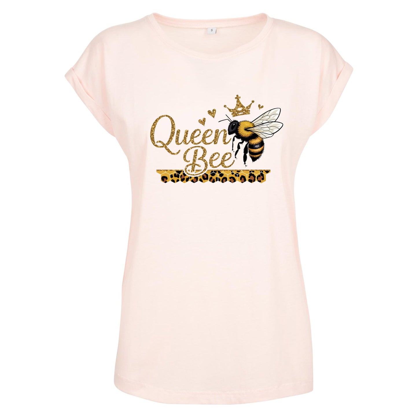 Ladies Extended Shoulder T-Shirt - Queen Bee Glitter
