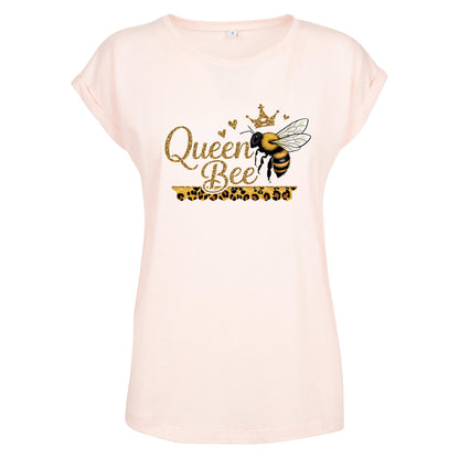 Ladies Extended Shoulder T-Shirt - Queen Bee Glitter