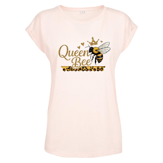 Ladies Extended Shoulder T-Shirt - Queen Bee Glitter