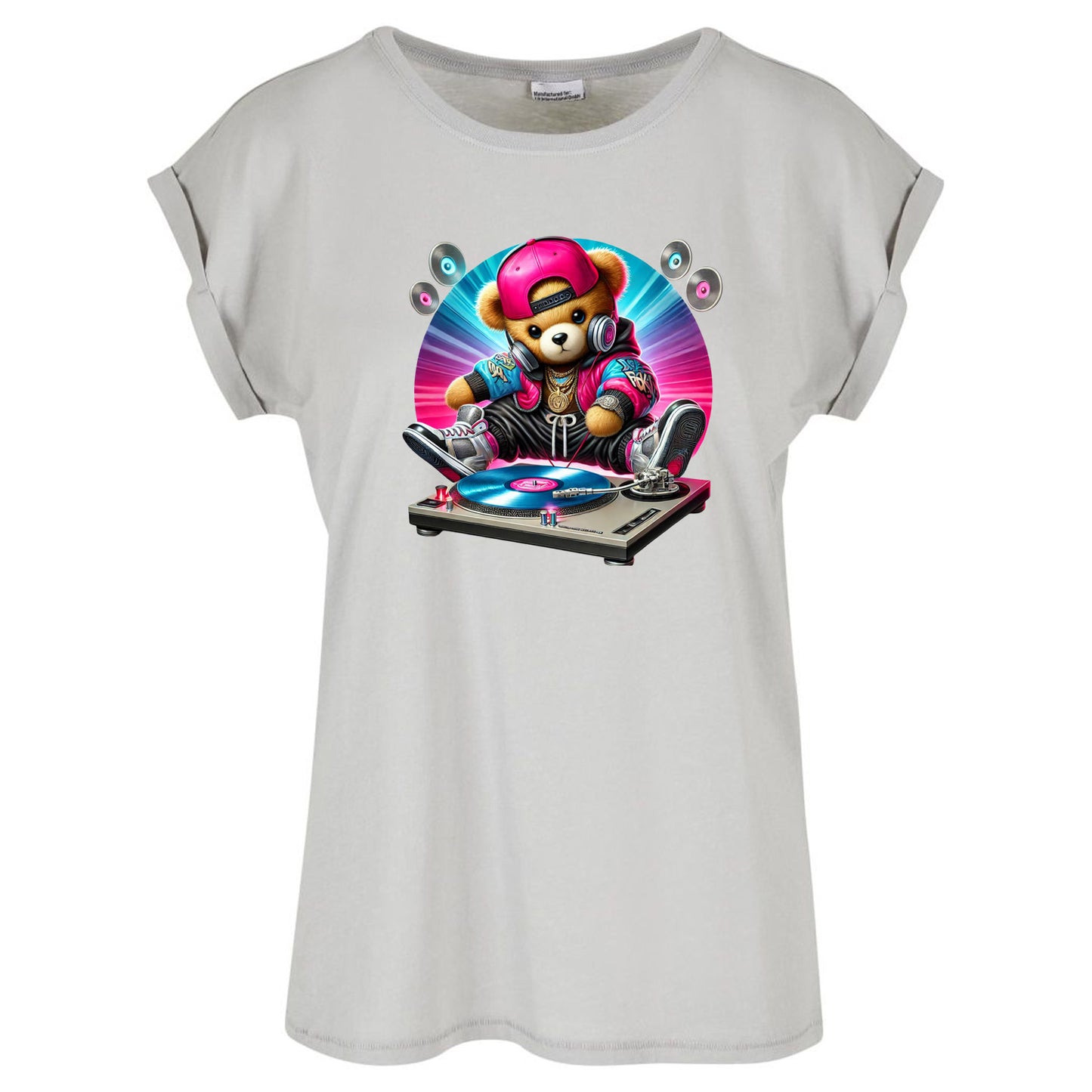 Ladies Extended Shoulder T-Shirt - DJ Teddy Bear