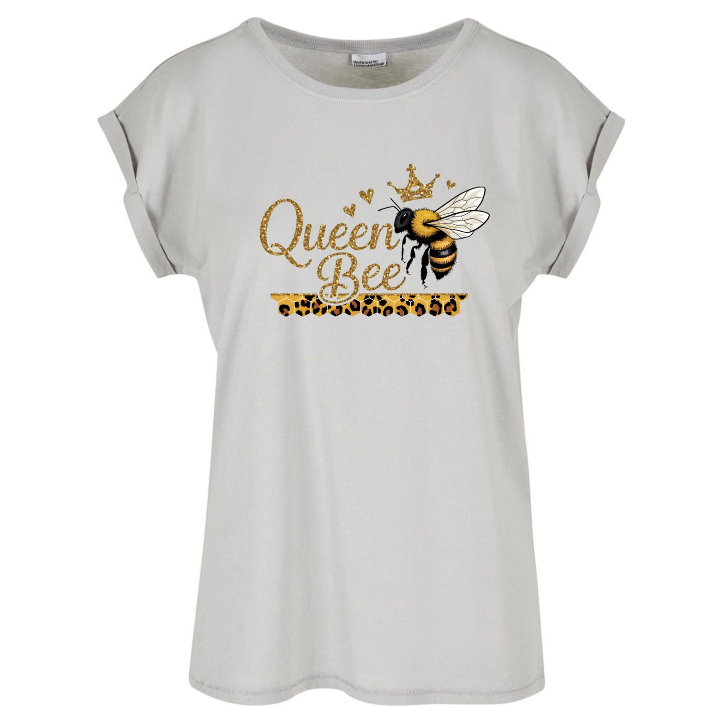 Ladies Extended Shoulder T-Shirt - Queen Bee Glitter