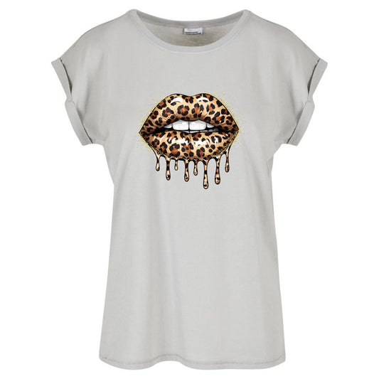 Ladies Extended Shoulder T-Shirt - Leo Lips