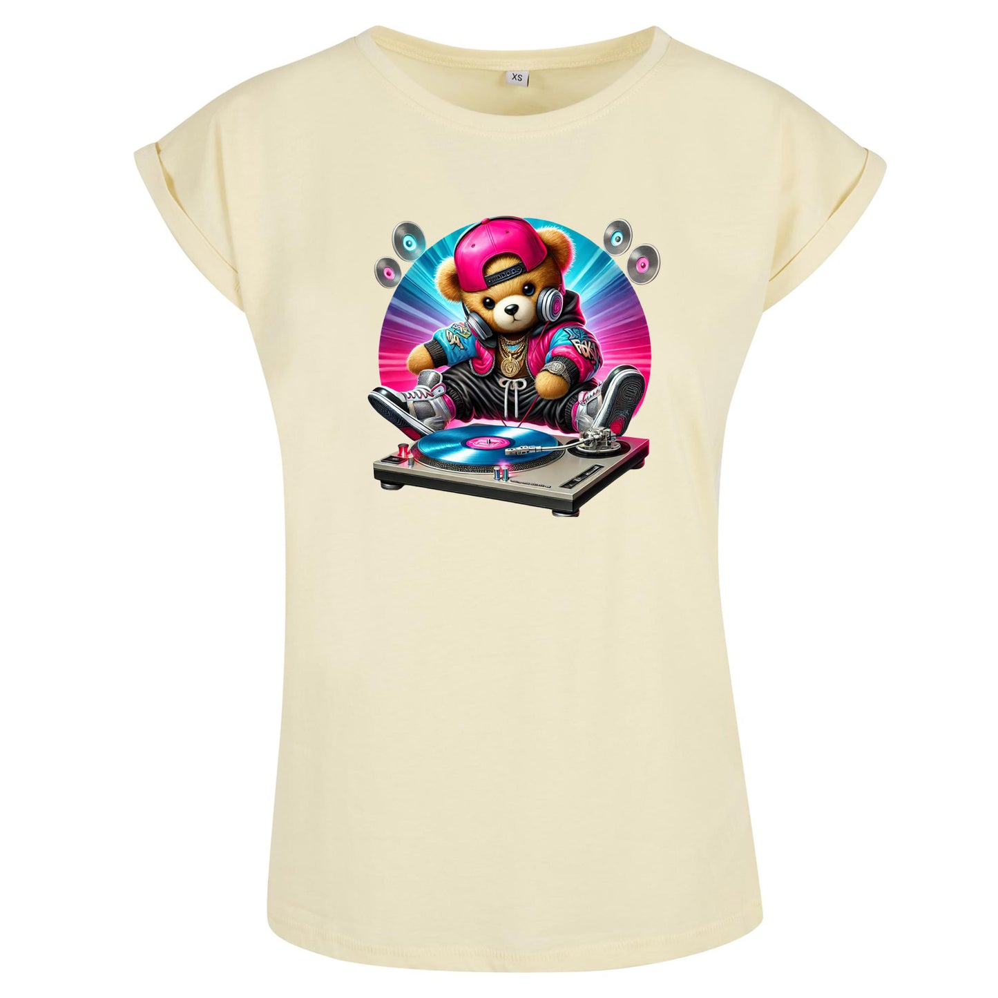 Ladies Extended Shoulder T-Shirt - DJ Teddy Bear