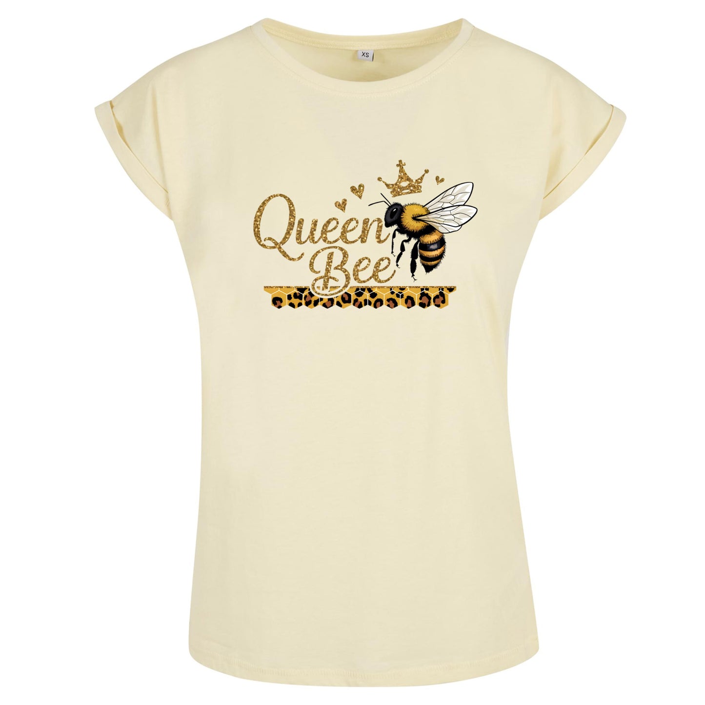Ladies Extended Shoulder T-Shirt - Queen Bee Glitter