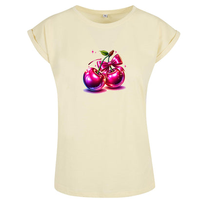 Ladies Extended Shoulder T-Shirt - Pink Cherry Kirsche