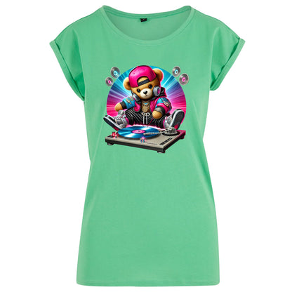 Ladies Extended Shoulder T-Shirt - DJ Teddy Bear