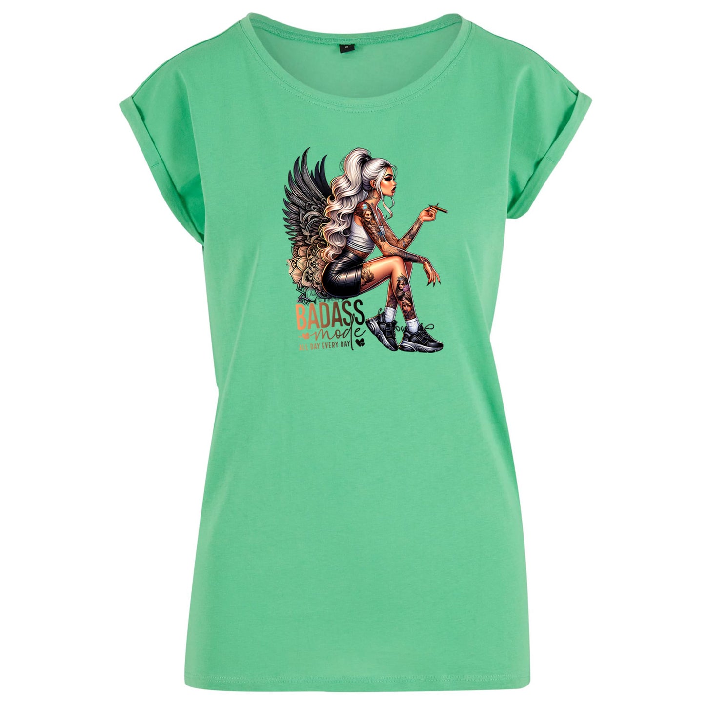 Ladies Extended Shoulder T-Shirt - Badass Mode Woman