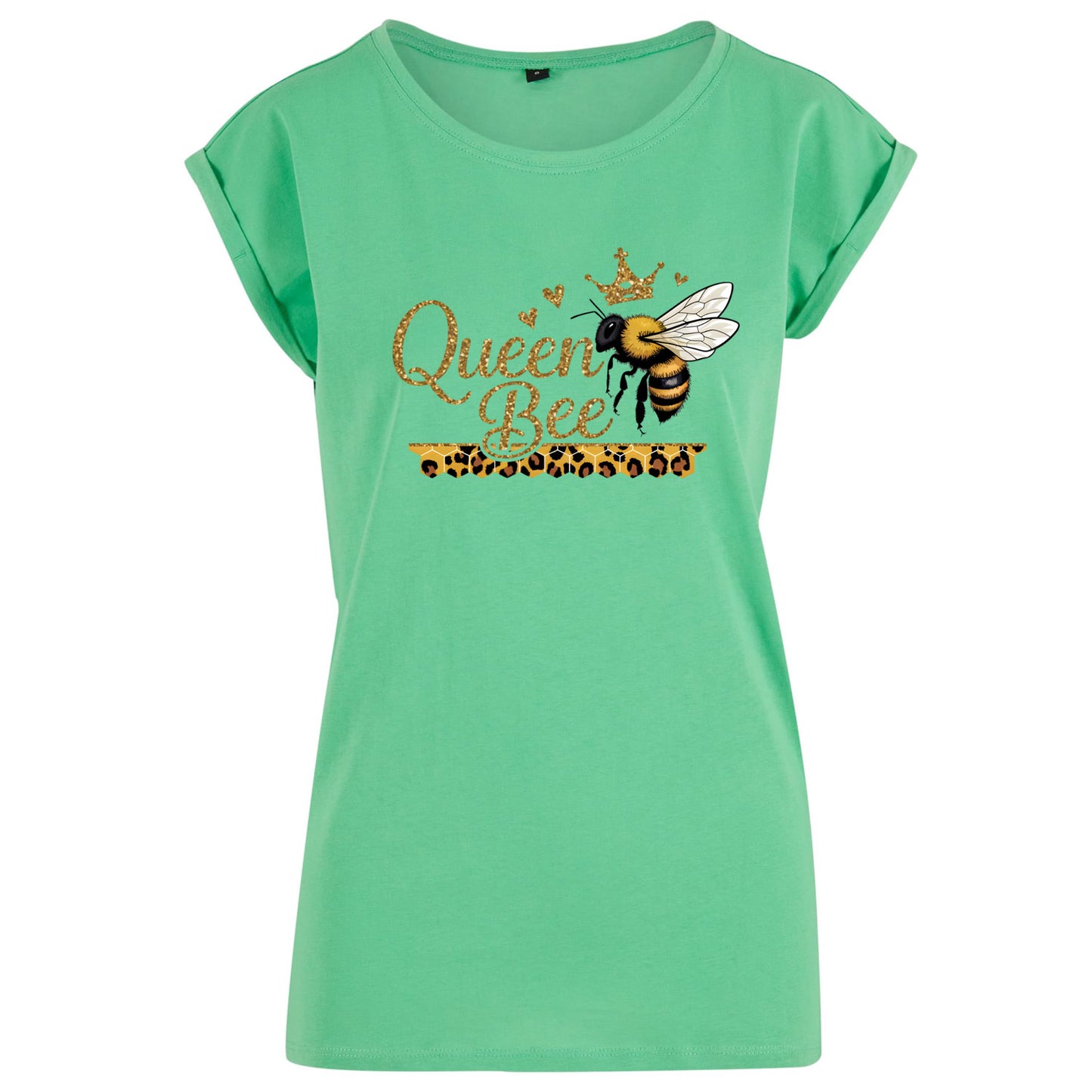Ladies Extended Shoulder T-Shirt - Queen Bee Glitter