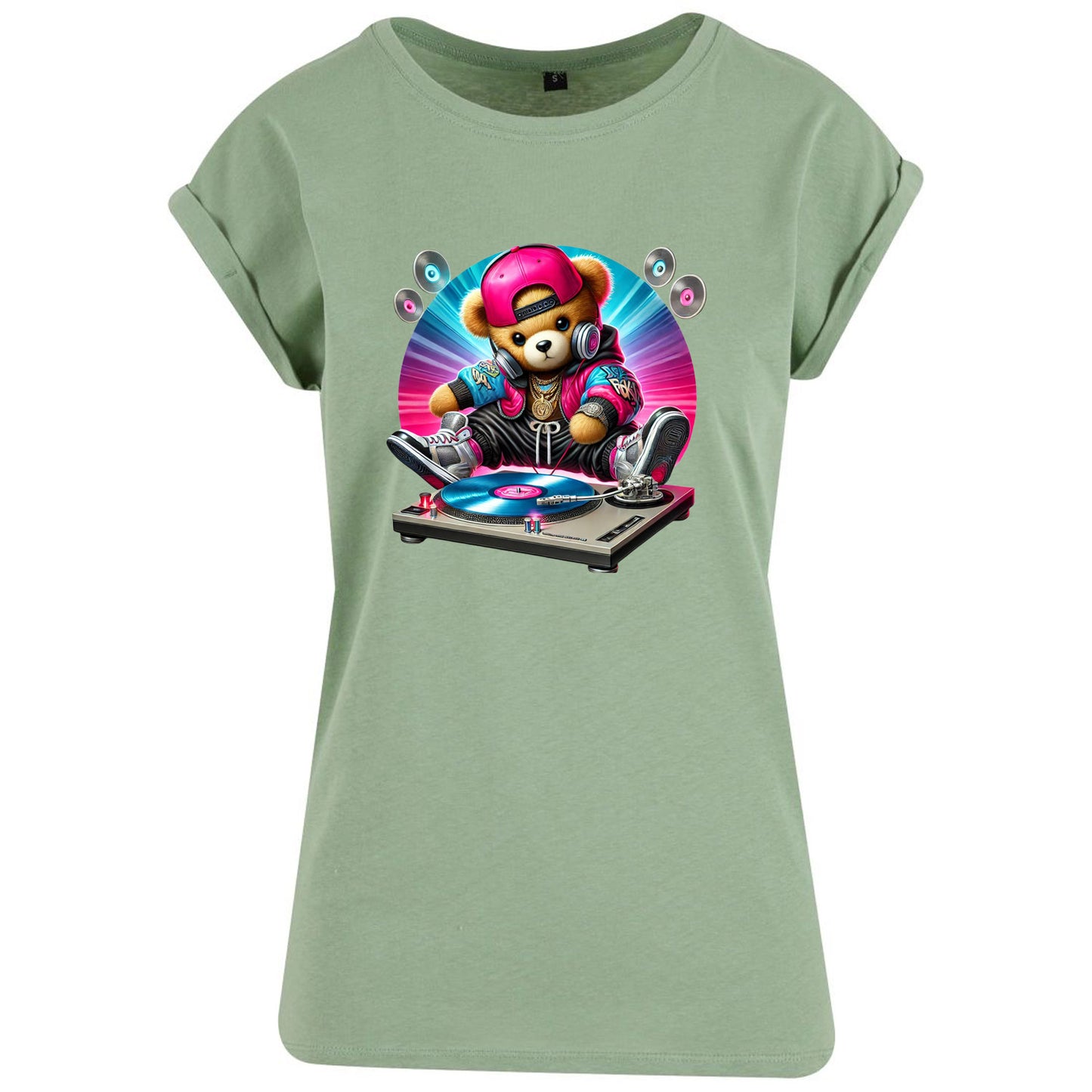Ladies Extended Shoulder T-Shirt - DJ Teddy Bear