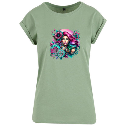 Ladies Extended Shoulder T-Shirt - badass Woman