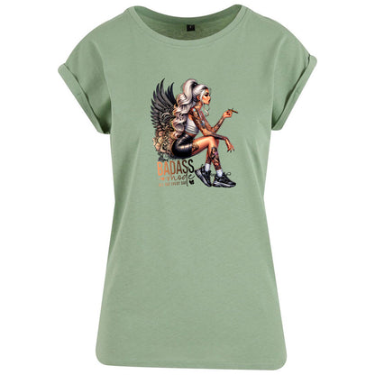 Ladies Extended Shoulder T-Shirt - Badass Mode Woman