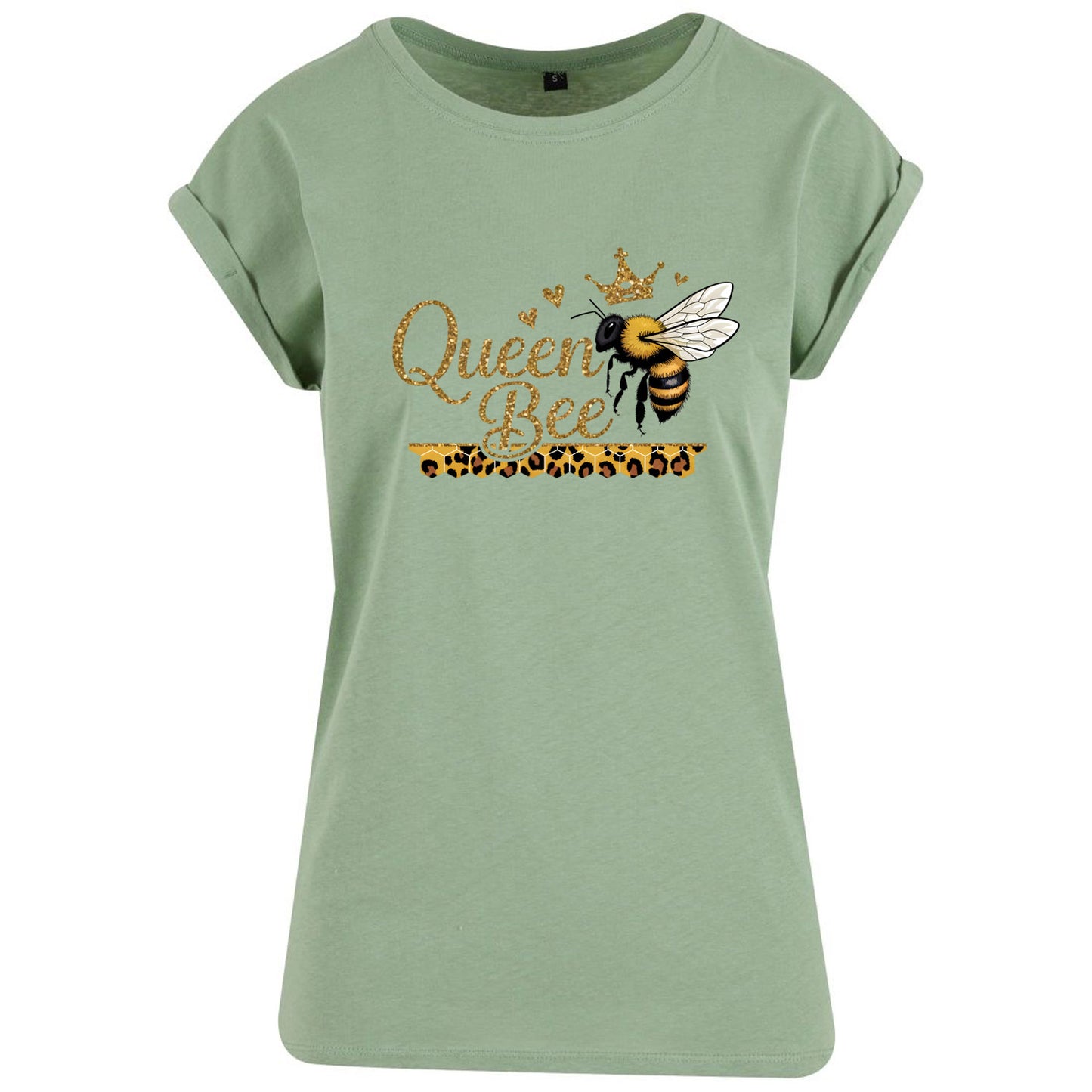 Ladies Extended Shoulder T-Shirt - Queen Bee Glitter