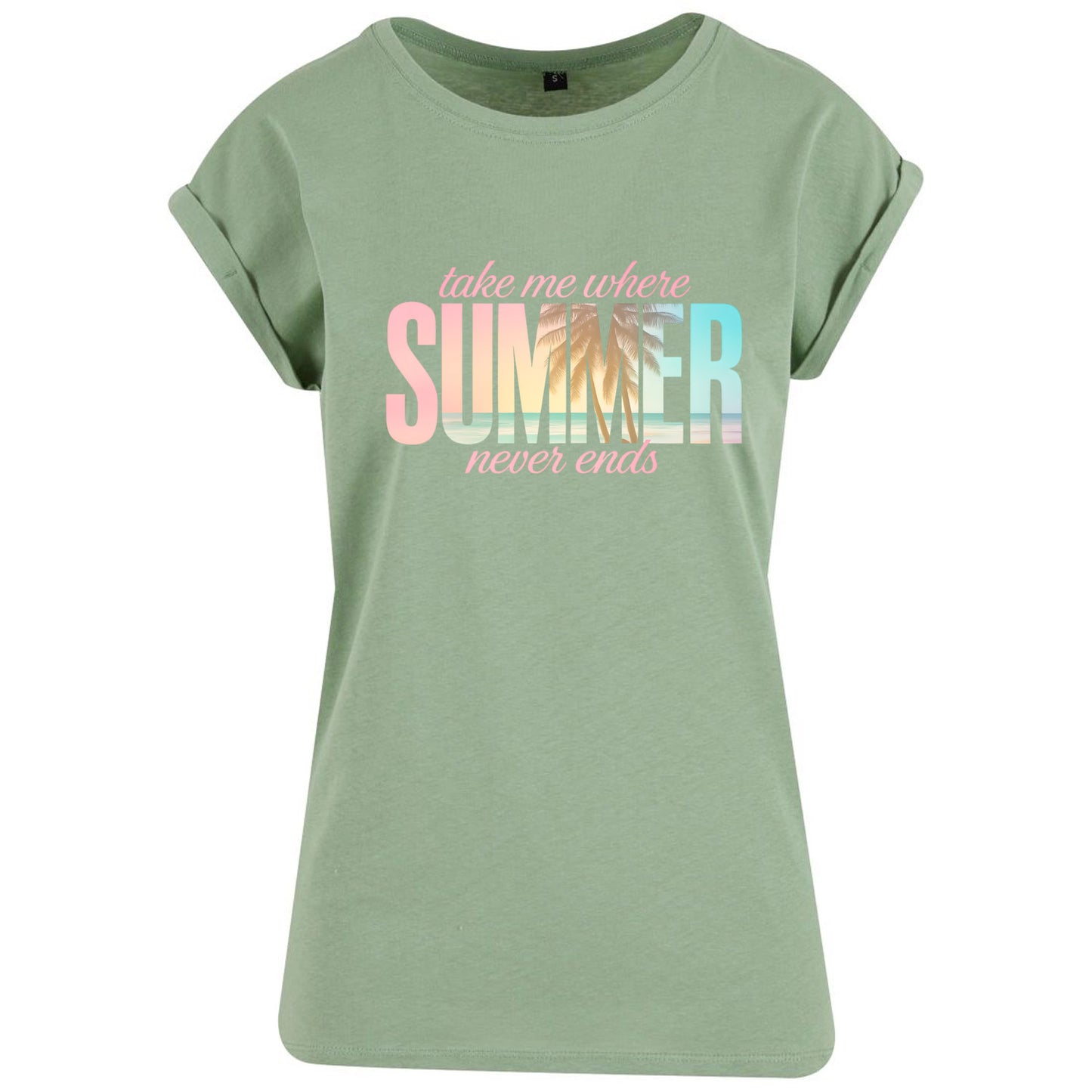 Ladies Extended Shoulder T-Shirt - Summer Never Ends