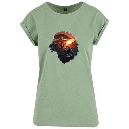 Ladies Extended Shoulder T-Shirt - Löwe - Nicht aufgeben