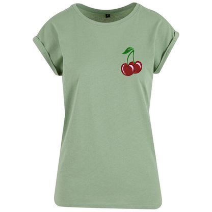 Ladies Extended Shoulder T-Shirt - Kirsche Cherry Stick