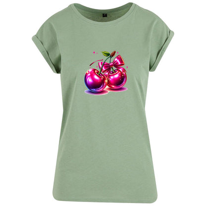 Ladies Extended Shoulder T-Shirt - Pink Cherry Kirsche