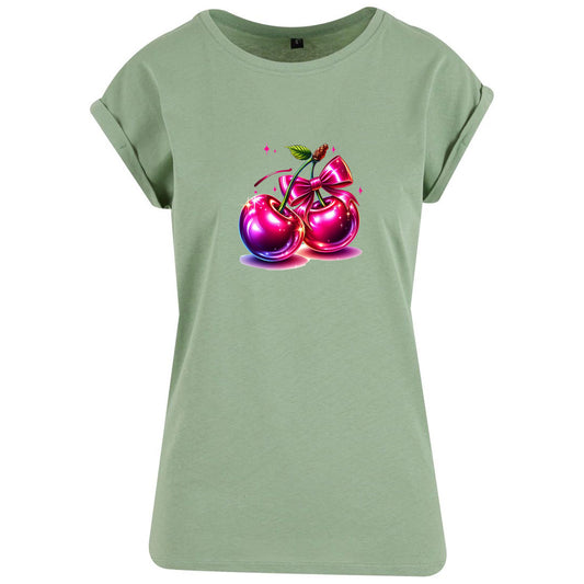 Ladies Extended Shoulder T-Shirt - Pink Cherry Kirsche