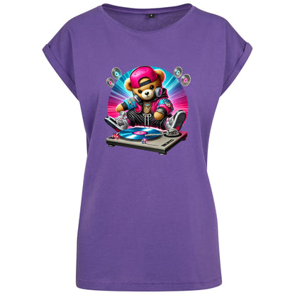 Ladies Extended Shoulder T-Shirt - DJ Teddy Bear