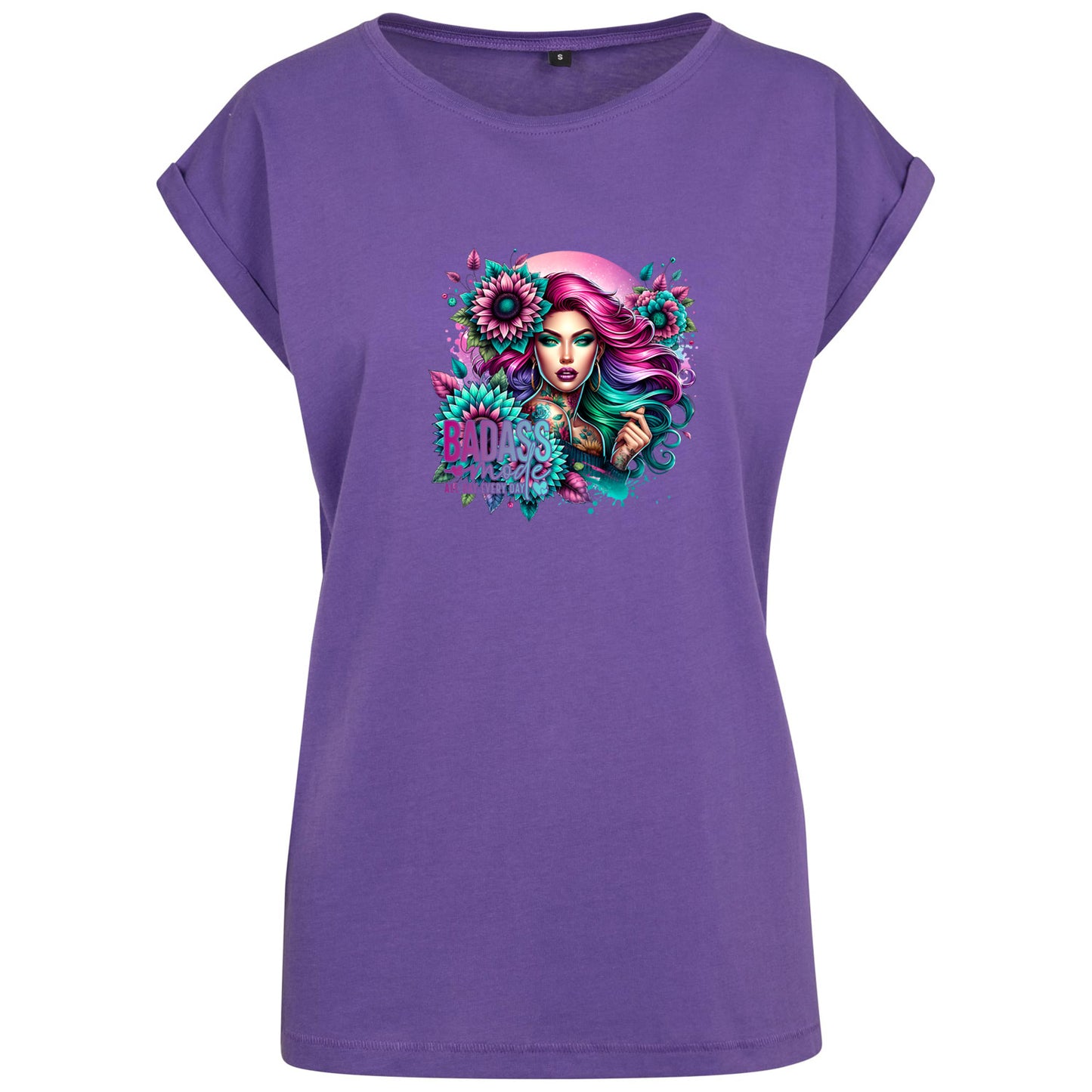 Ladies Extended Shoulder T-Shirt - badass Woman