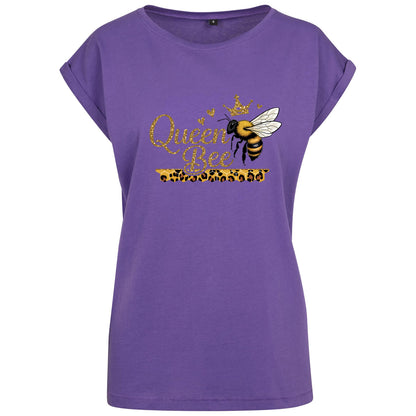 Ladies Extended Shoulder T-Shirt - Queen Bee Glitter