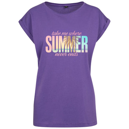 Ladies Extended Shoulder T-Shirt - Summer Never Ends