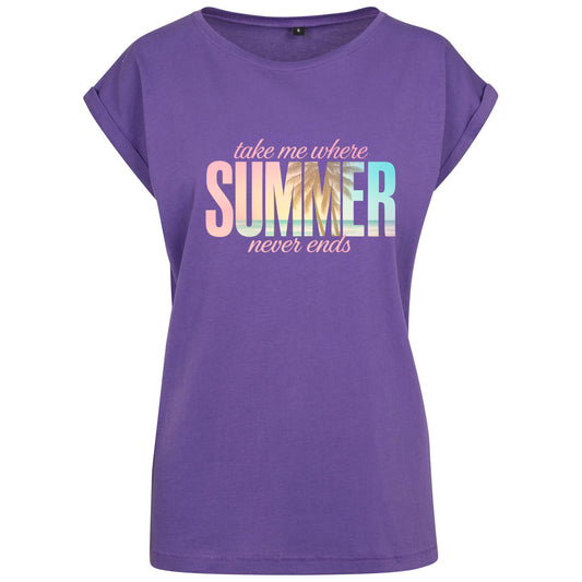 Ladies Extended Shoulder T-Shirt - Summer Never Ends
