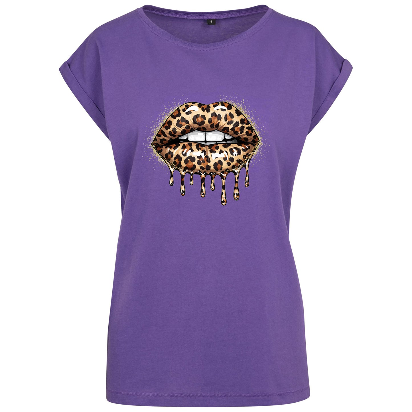 Ladies Extended Shoulder T-Shirt - Leo Lips