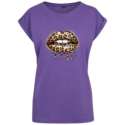 Ladies Extended Shoulder T-Shirt - Leo Lips