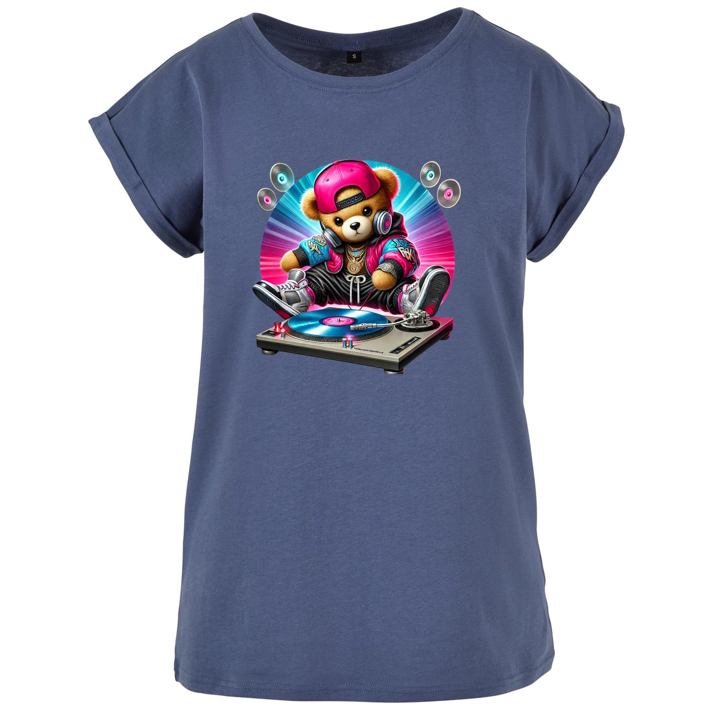 Ladies Extended Shoulder T-Shirt - DJ Teddy Bear