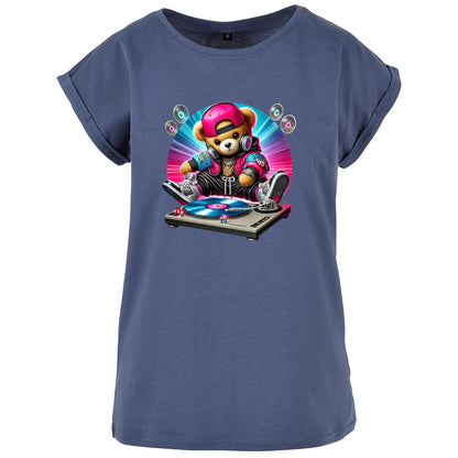 Ladies Extended Shoulder T-Shirt - DJ Teddy Bear