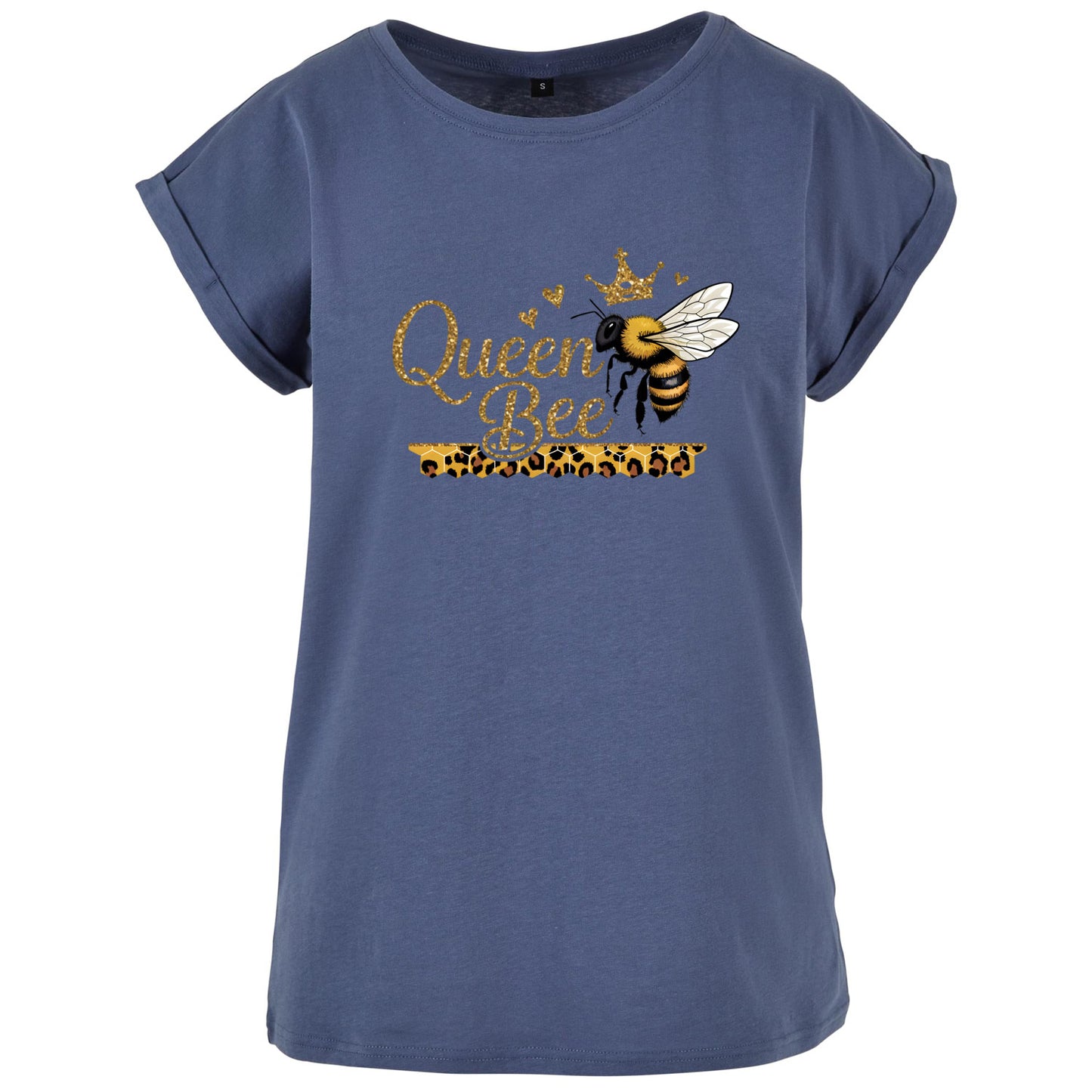 Ladies Extended Shoulder T-Shirt - Queen Bee Glitter