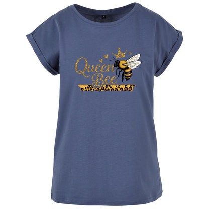 Ladies Extended Shoulder T-Shirt - Queen Bee Glitter