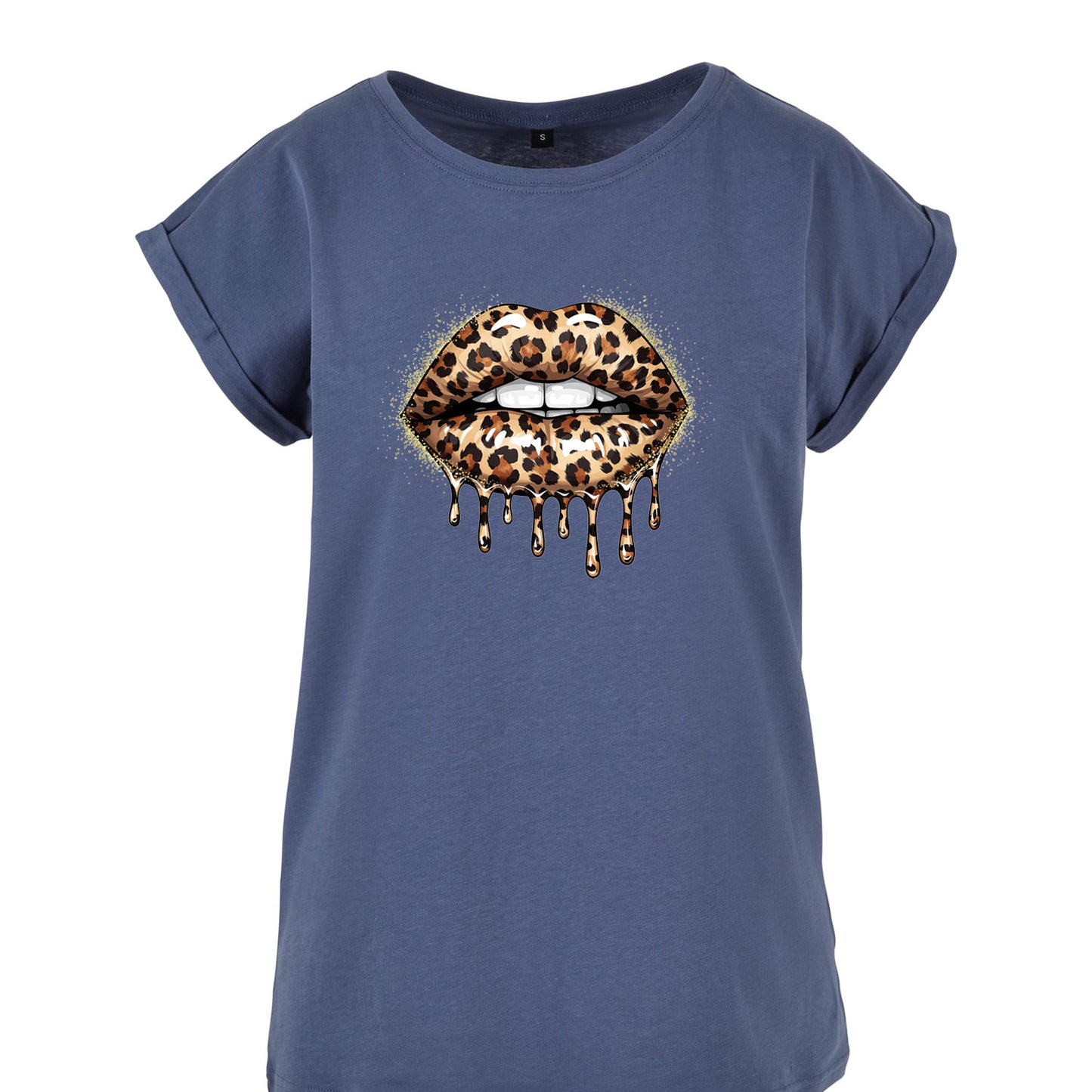 Ladies Extended Shoulder T-Shirt - Leo Lips