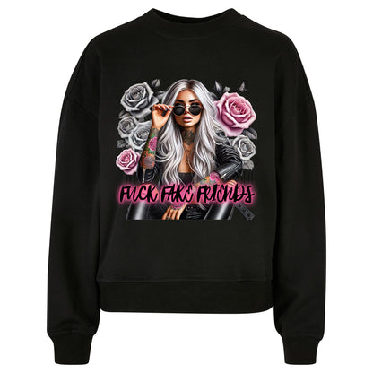Ladies Oversized Sweatshirt - Woman Fuck Fake Friends